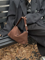 Wholesale Women Suede Bag Female Retro Frosted Cowhide Split Leather Armpit Shoulder Bag Lady Handbag Trendy Crossbody Messenger