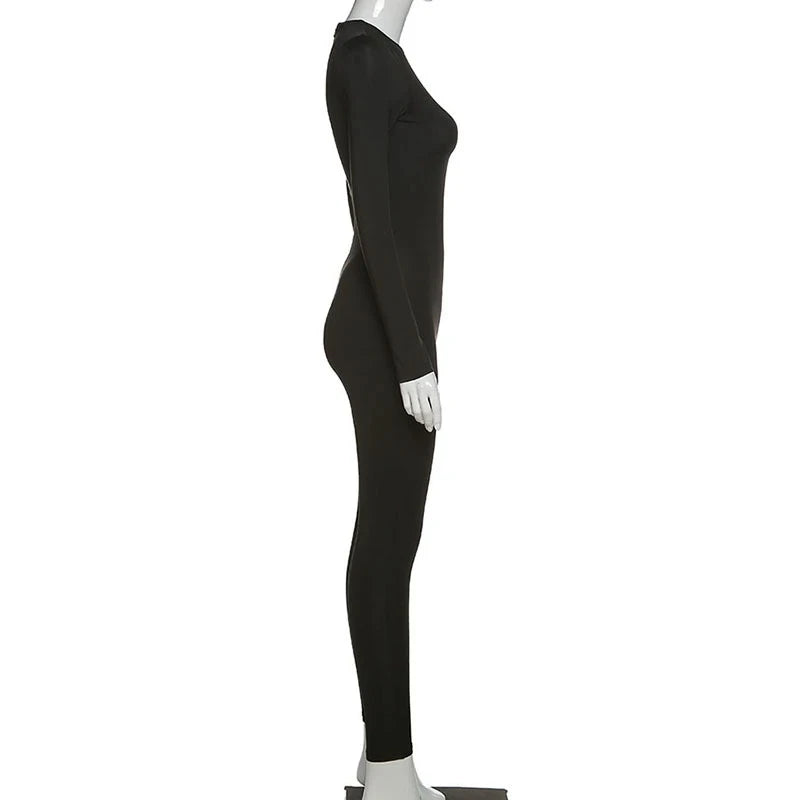 Long Sleeve Slim Fit Ski-Style Jumpsuit - Athletic Streetwear