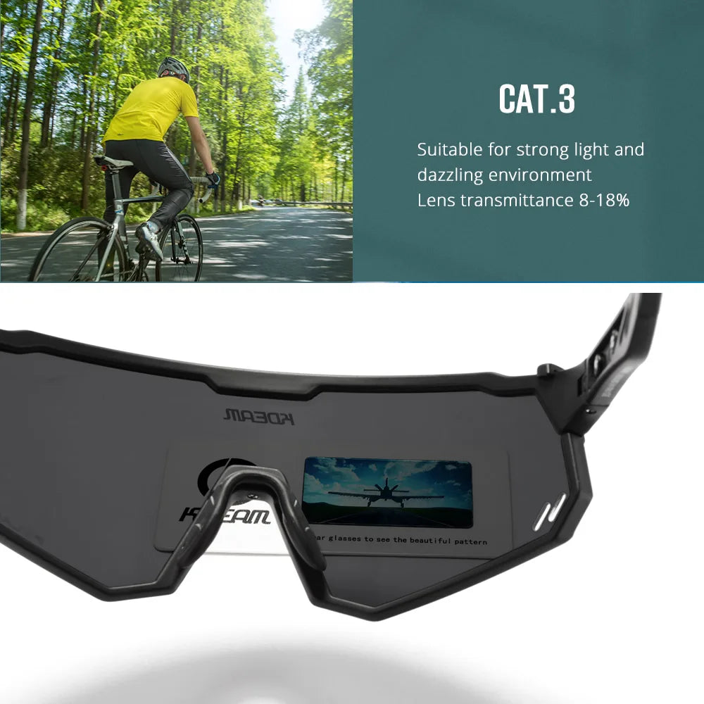 KDEAM High-End Sports Sunglasses Polarized Men's Cycling Glasses Dismountable TR90 Frame And Nose Pads Easy To Exchange