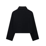 2024 New Women Casual Black Trousers Suits Sports Short Jacket + Female Vinatge Black White Patchwork Baggy Pants Street