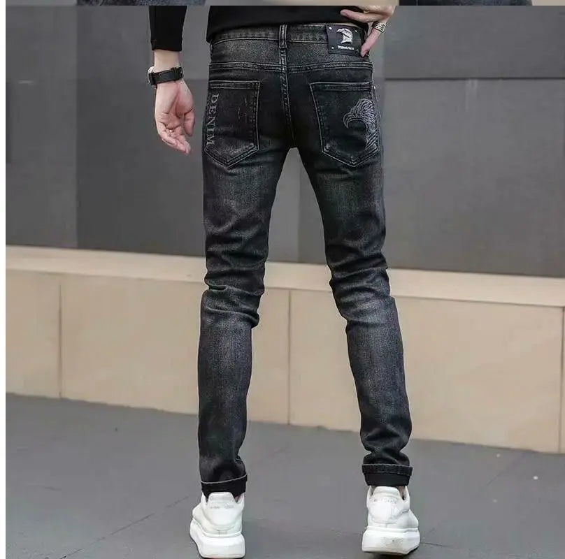 Men's Printed Stretch Slim Fit Denim Jeans
