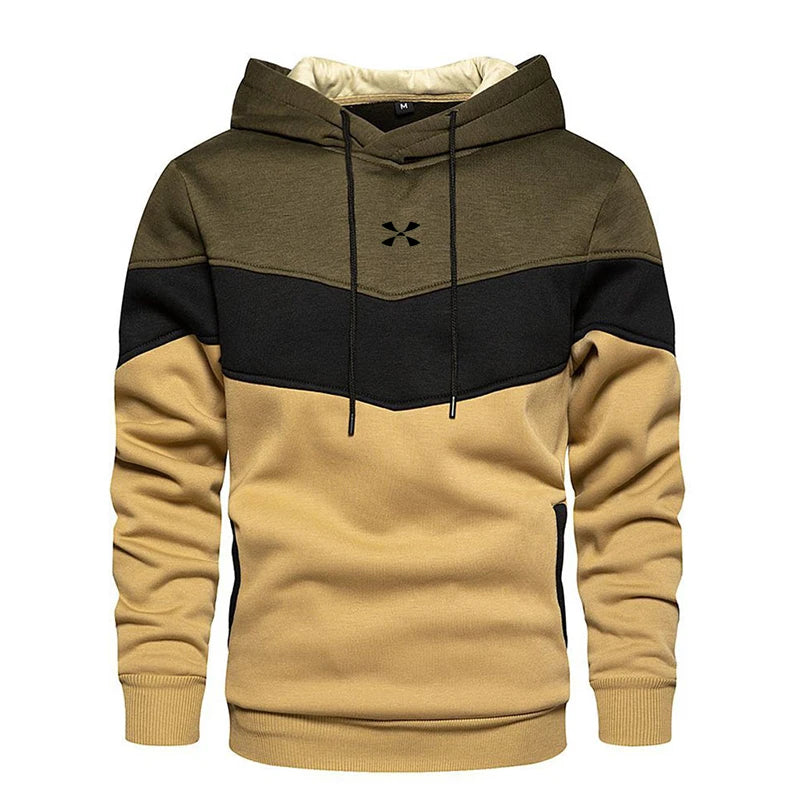 Men’s Patchwork Fleece Streetwear Hoodie