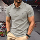 Men's 100% Cotton Polo Shirt — Embroidered Short Sleeve Golf Top