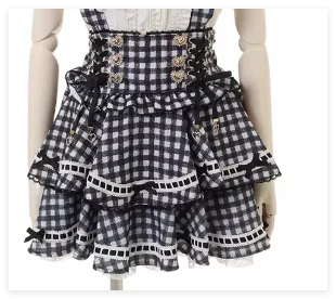 Lolita Plaid Strap Skirt – High Waist Mini for Women