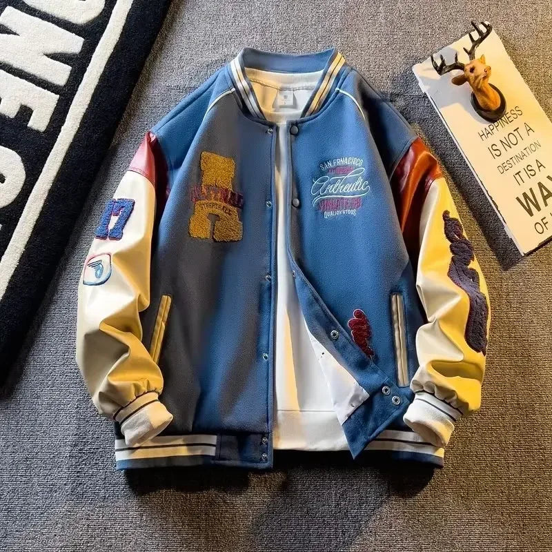 Men’s Embroidered Appliqué Baseball Jacket