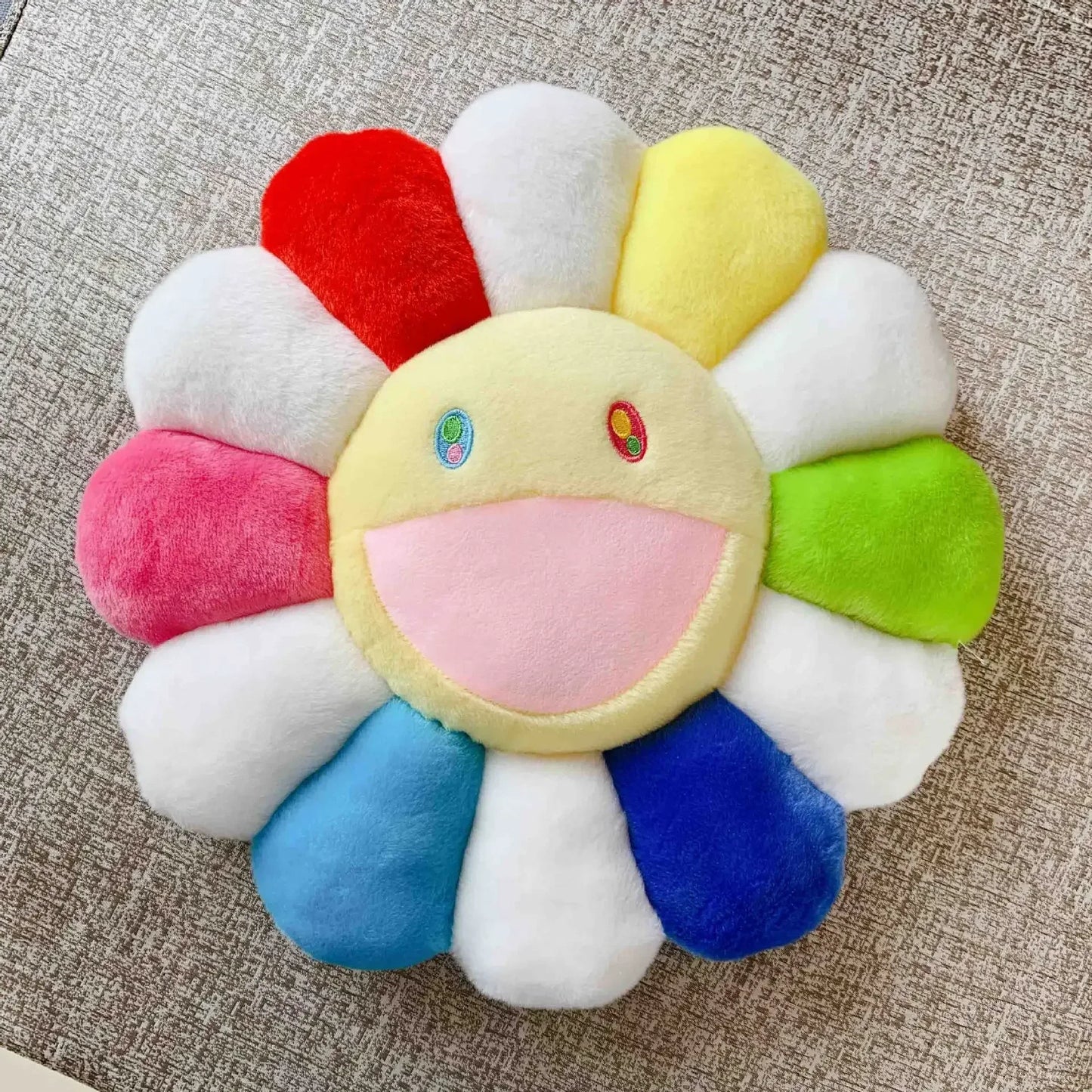 Rainbow Daisy Children's Plush Pillow, Japanese, Sunflower, Floor Game Mat Seat Pillow Sofa House Car Decoration Plush Pillow