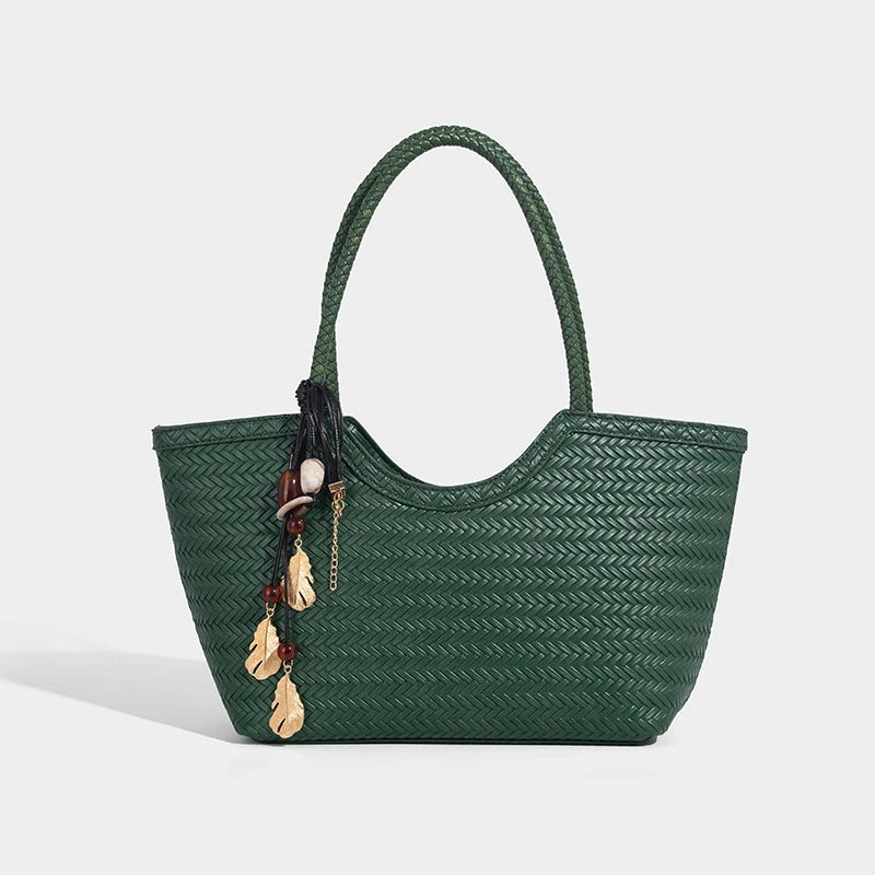 Imitation Braided Embossment Tote Bag For Women Luxury Designer Handbag 2025 New In Vintage With Inner Pocket Underarm Shoulder
