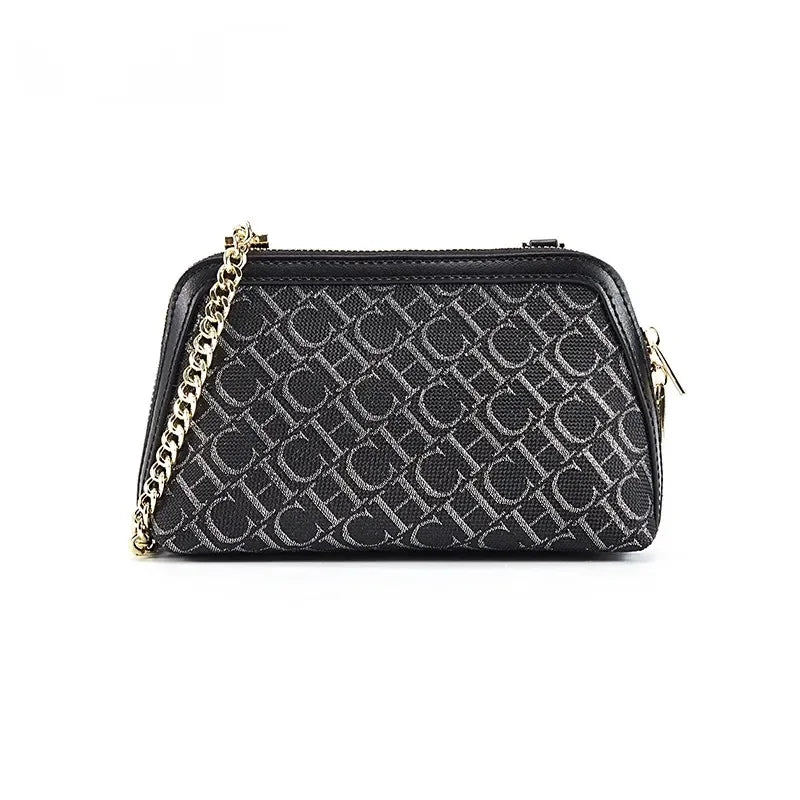 Letter Printed Suede-Style Luxury Chain Shoulder Bag