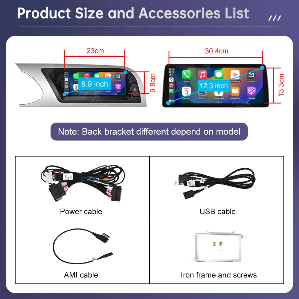 Road Top 8.8"/12.3" Touch Screen for Audi A5 2008–2016