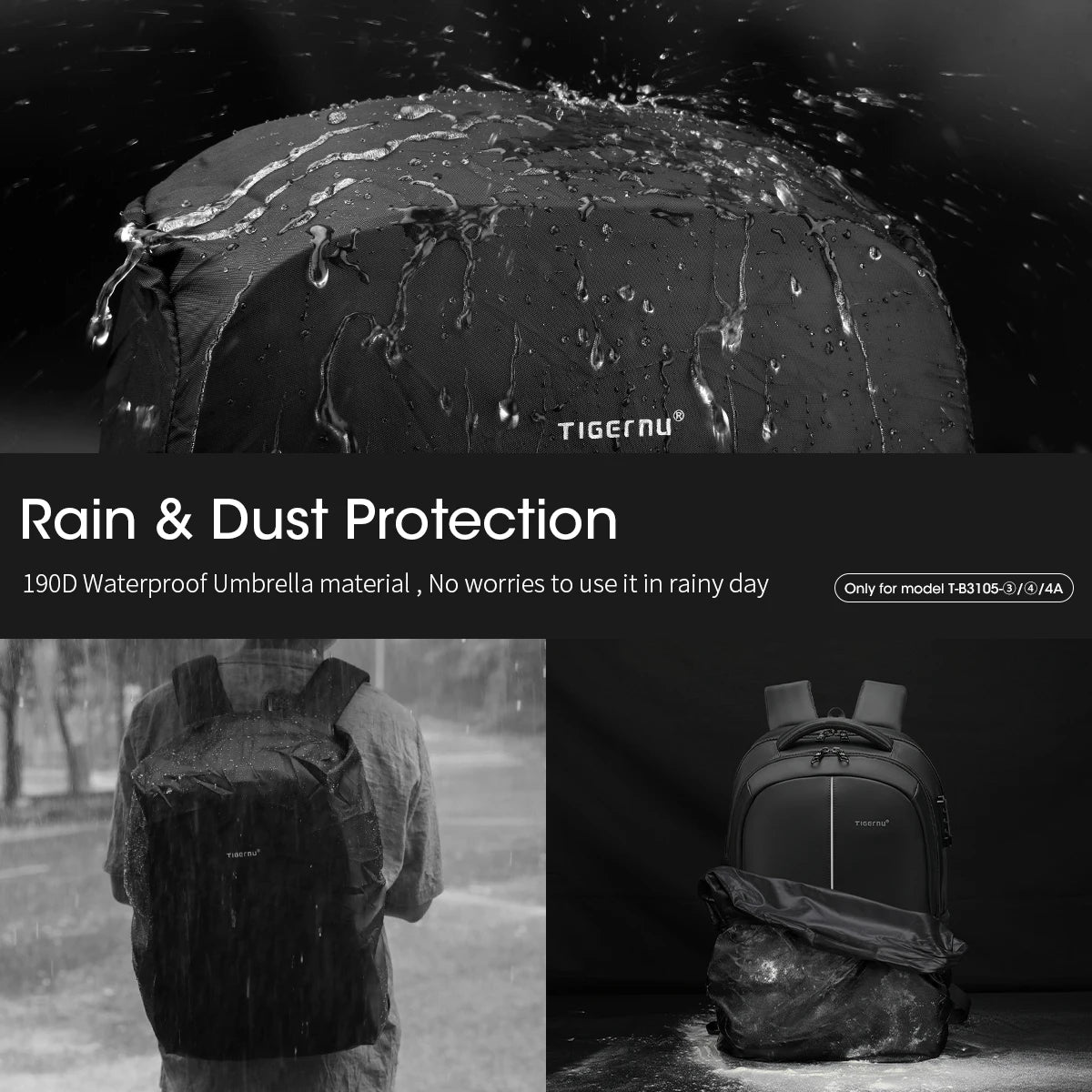 Tigernu Travel Backpacks 14-15.6-17'' Laptop Backpack For Men TSA Anti Theft Backpack Nylon Backpacks Bag For Schoolbag Knapsack