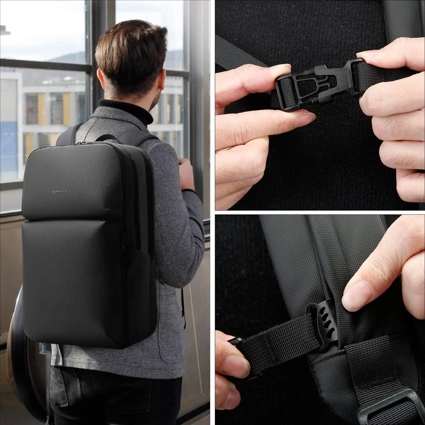 BANGE Simple Design Large Capacity Laptop Backpack Water Resistant Computer Backpack Fits 16 Inch Laptop Back Pack Bag for Male
