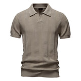 AIOPESON Men's Striped Mesh Polo Shirt | Breathable & Elegant