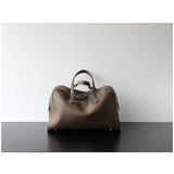 Premium First Layer Cowhide Boston Genuine Leather Women's Bag Simple Large Capacity Bowling Armpit Bag Portable Messenger Bag