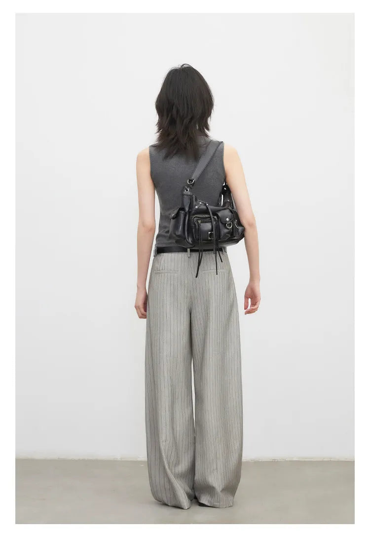 Women's Herringbone Wide-Leg Office Trousers