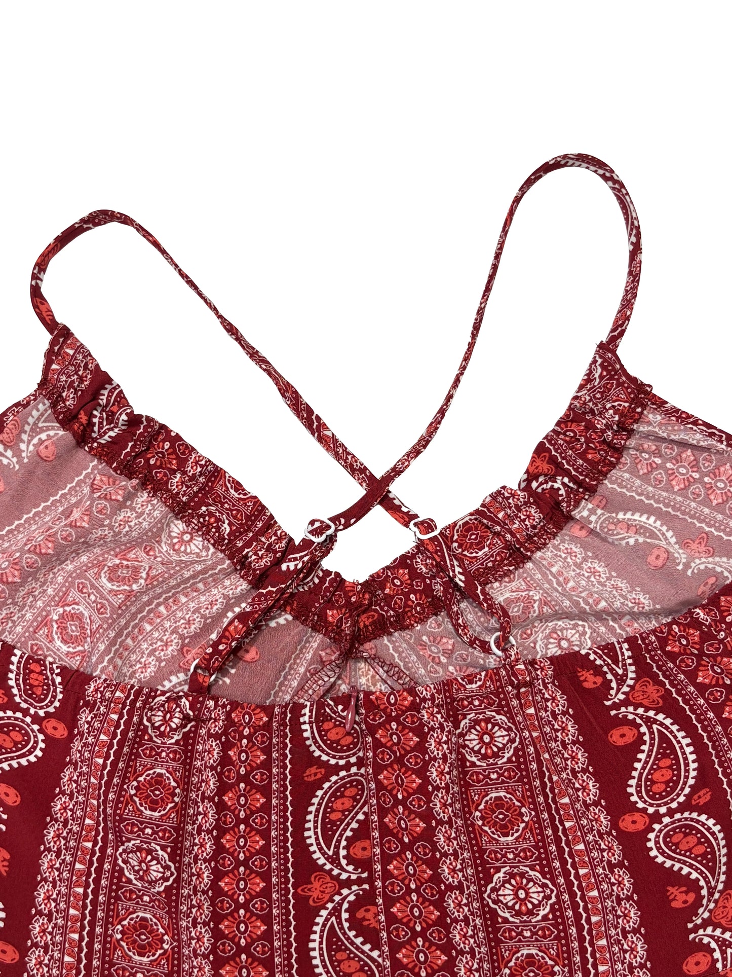 Boho Ethnic Frill Trim Maxi Dress