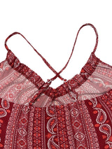 Boho Ethnic Frill Trim Maxi Dress