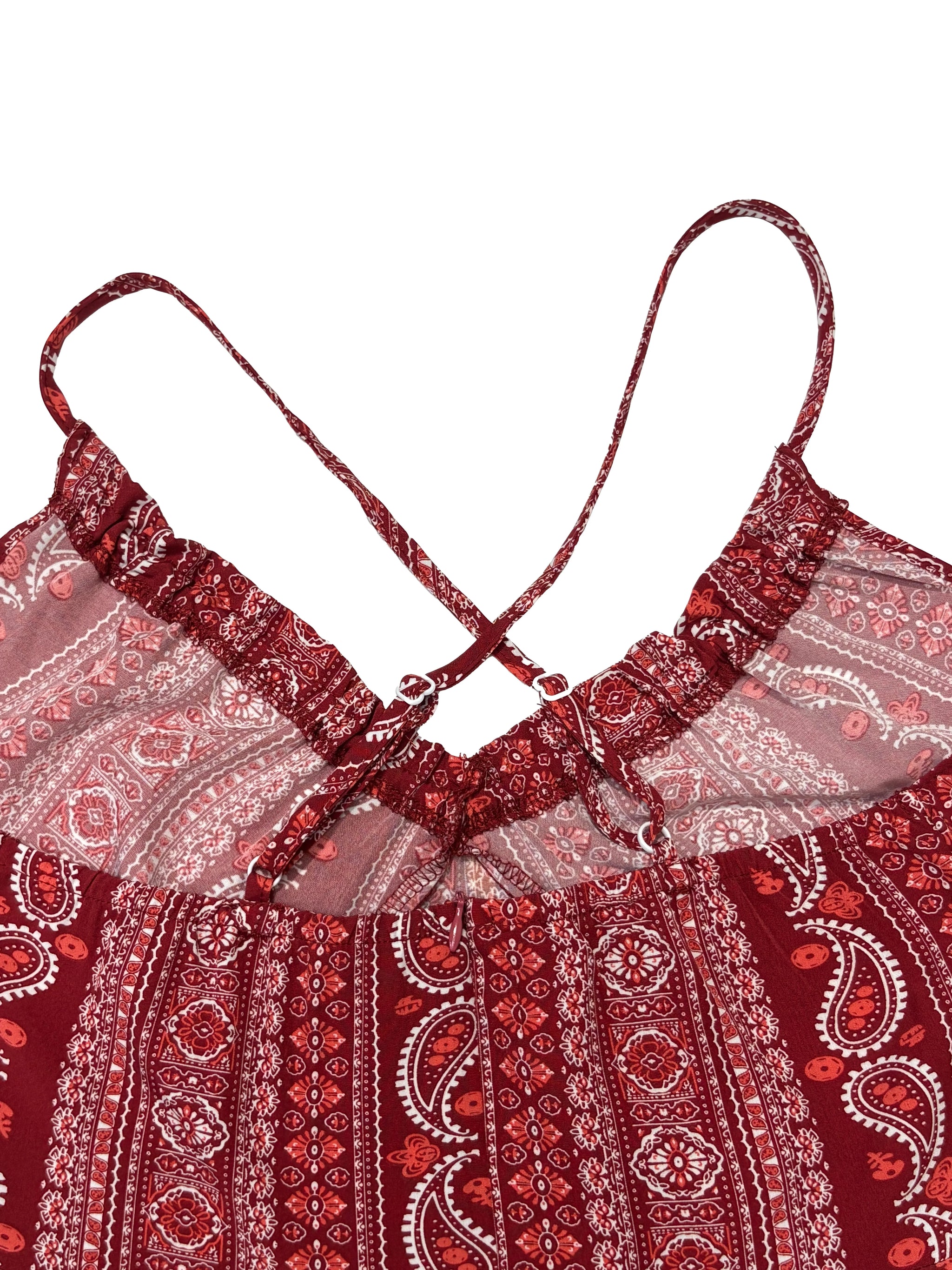 Boho Ethnic Frill Trim Maxi Dress