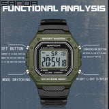 SANDA 2156 Fashion Mens Watch Military Water Resistant Sport Watches Army Big Dial Led Digital Wristwatches Stopwatches For Male
