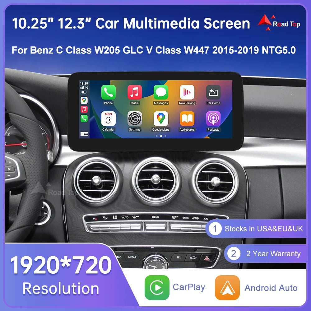 Mercedes Benz W205 GLC CarPlay & Android Auto Screen