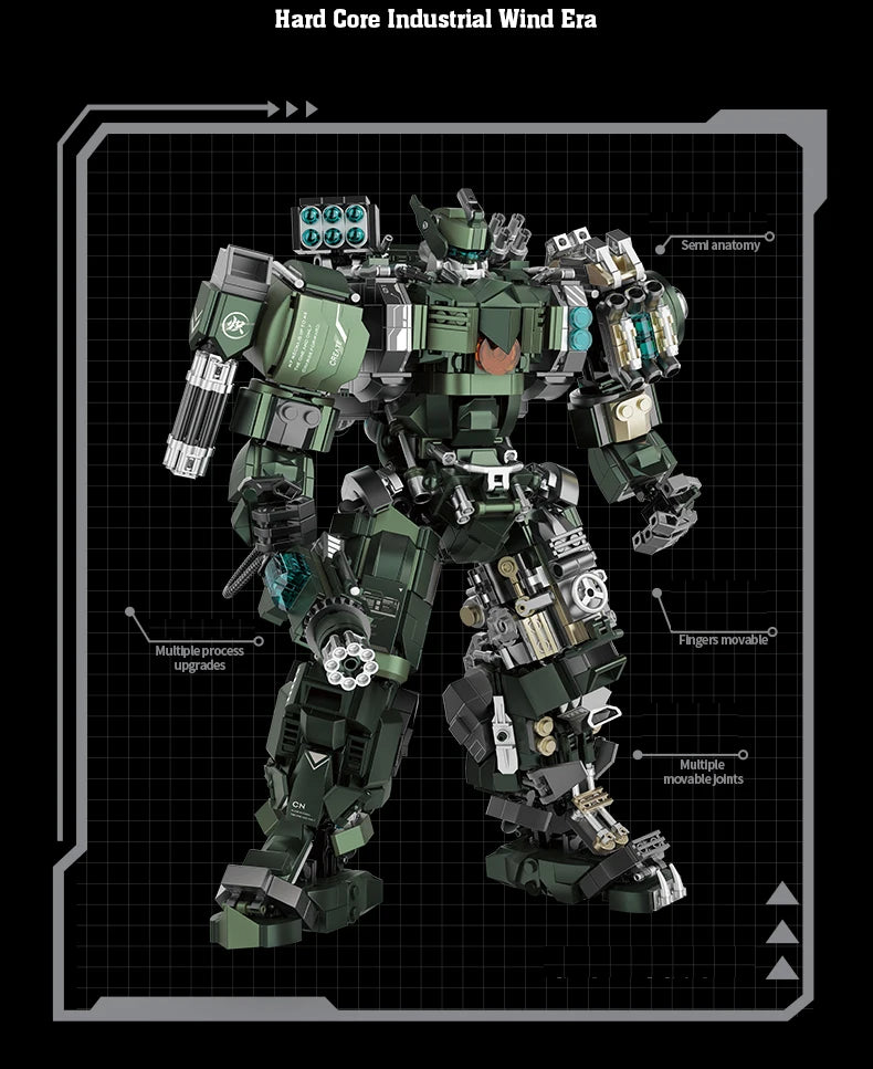 1403pcs Large Mecha Warrior Building Blocks Set Battle Robots Action Figure Model Kits Adult Teens Assembled Toys Gifts For Boys