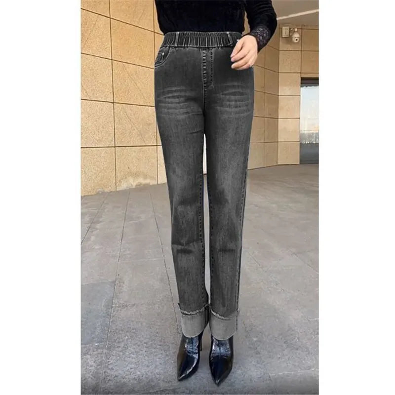 Women's Wide Leg High Waist Stretch Denim Jeans