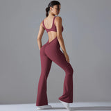 Sexy Back V Jumpsuit Gym Set Women Training Yoga Suit Sportswear Women Sports Jumpsuit Fitness Rompers Stretch Workout Bodysuits