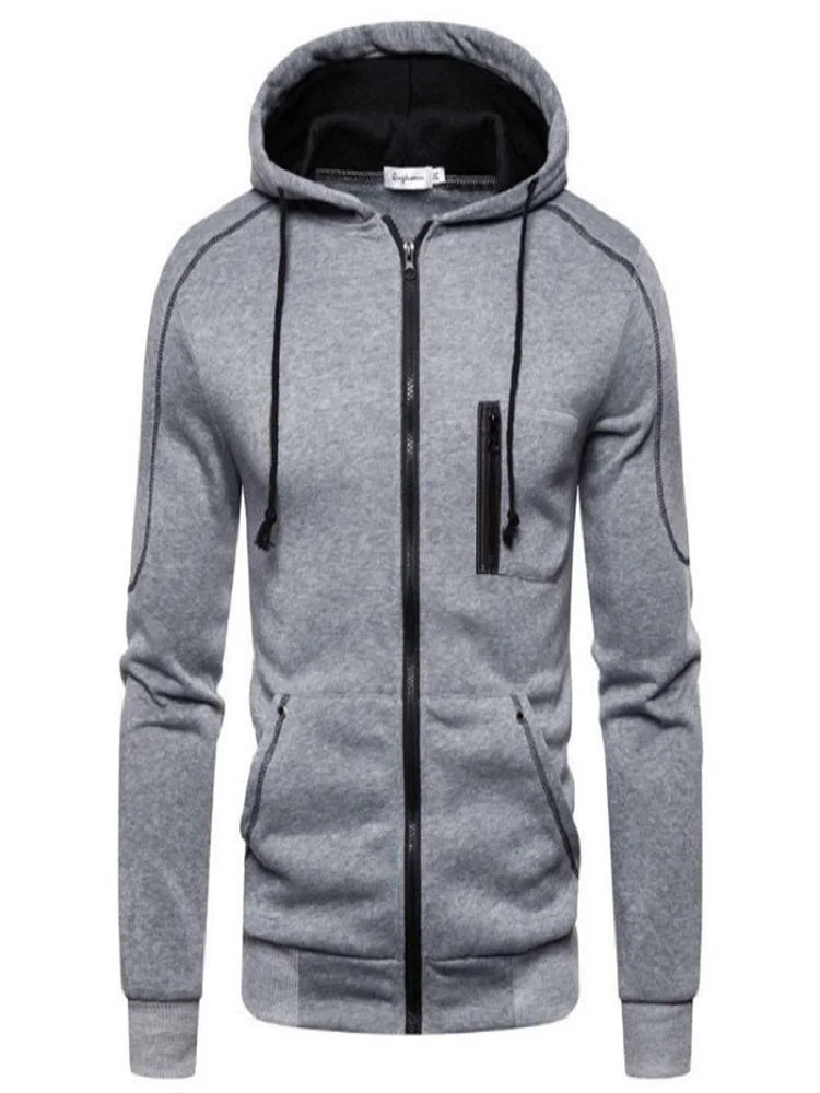 Autumn Men Sweatshirts Long Sleeve Jacket Hoodie Zipper Closure Jacket Male Hoodies Sweatshirt Slim Fit Male Clothing