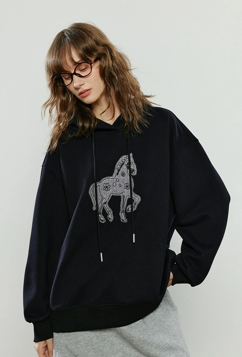 Women's Embroidered Relaxed-Fit Hoodie