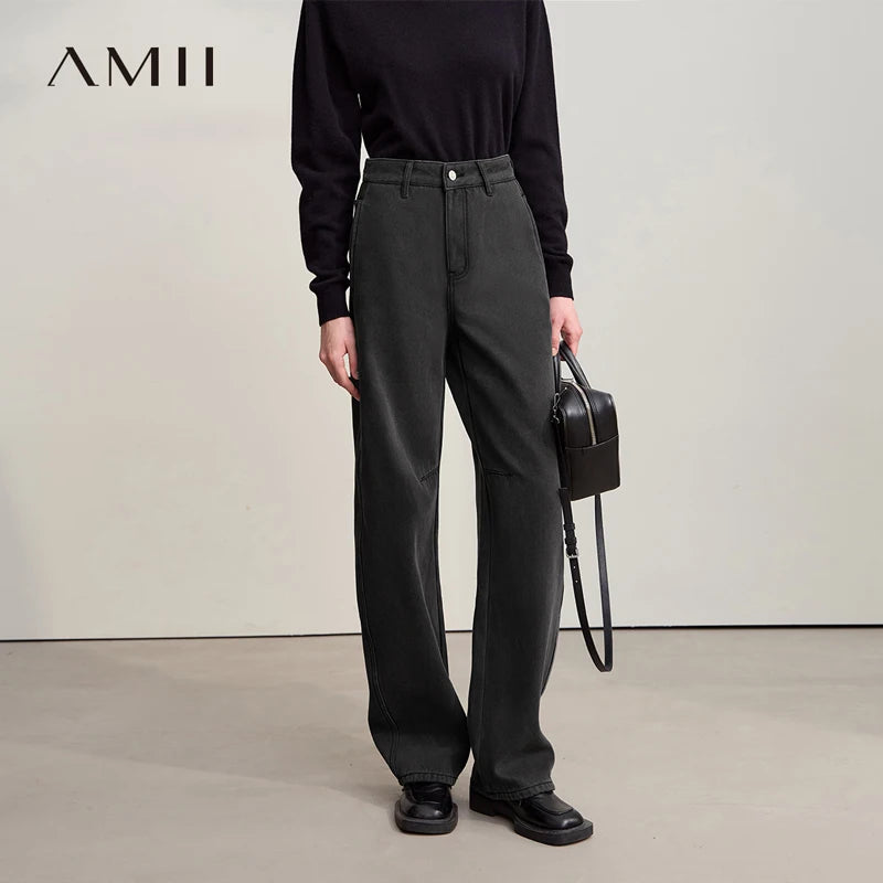 AMII Wide-Leg Warm Jeans – Winter 2025 | Women's