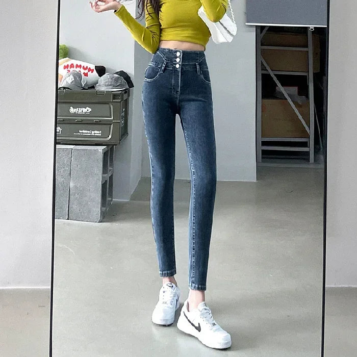 Women's High Waist Stretch Jeans – Slim Denim Pants