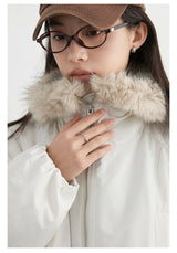 Women's Hooded Down Jacket with Faux Fur Collar