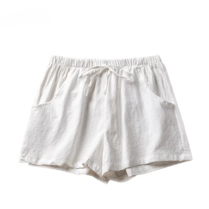 High-Waisted Linen-Style Bow Sash Shorts