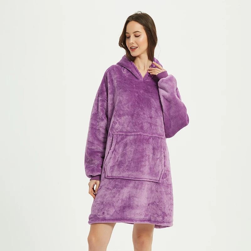 Oversized Microfiber Fleece Hoodie Blanket