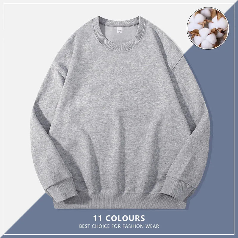 Custom Embroidery Logo Solid Sweatshirts Spring Autumn Warm Sweatshirt High Quality Men Tops Male Brand Hip Hop Pullover