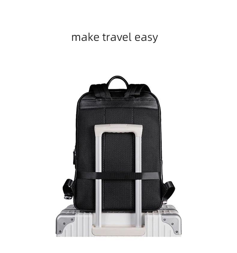 New Brand Genuine Leather Men Backpacks Fashion Real Natural Leather Student Backpack Boy Luxury Computer Laptop Bags