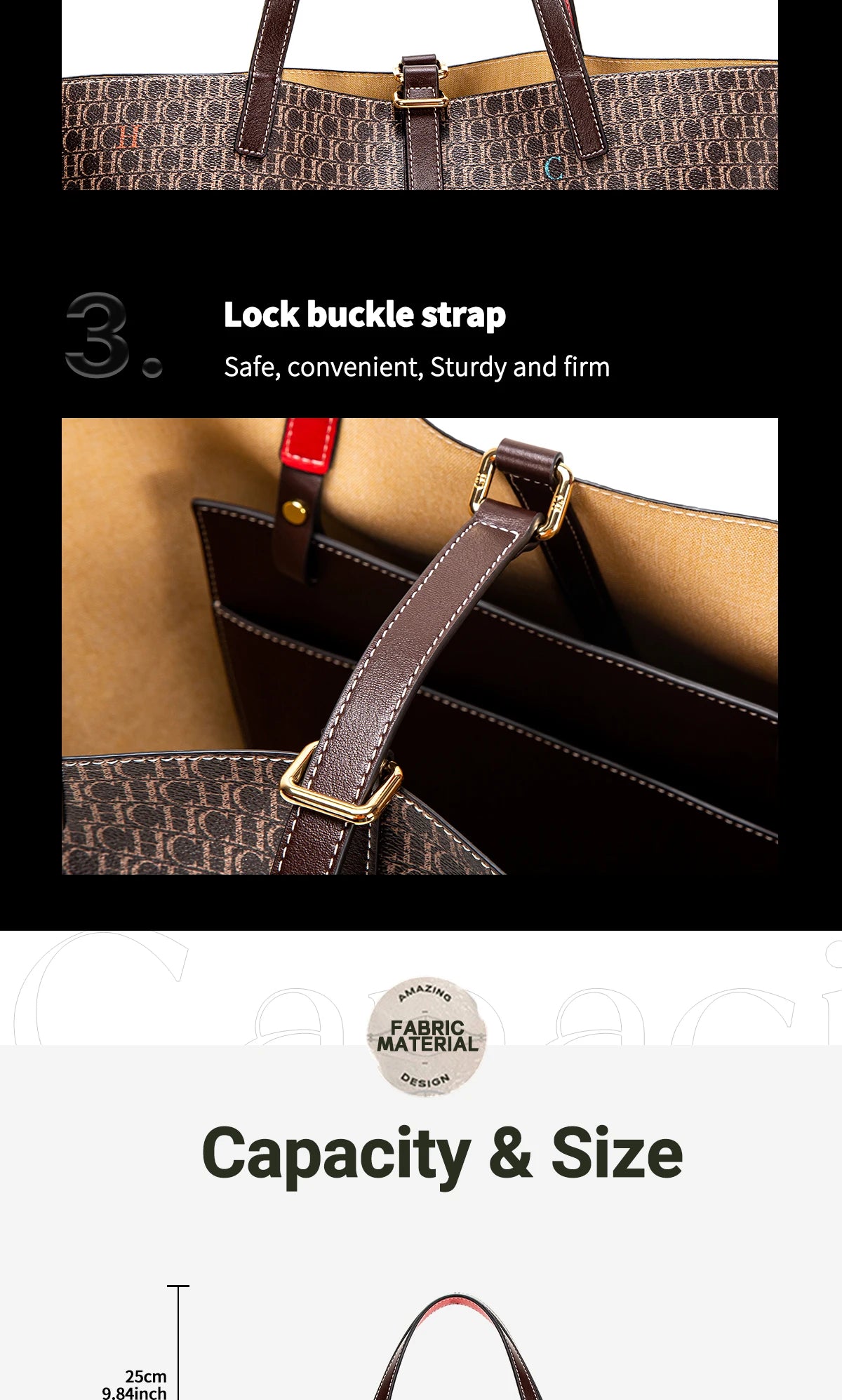 Classic Style Women's Large-capacity Handbag Letters Print Design Small Metal Accessories Exquisite Workmanship