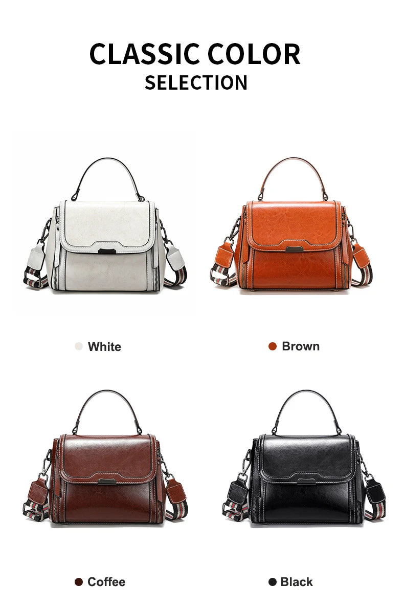 Cowhide Women's Tote Bag 2024 New Luxury Genuine Leather Shoulder Crossbody Bags High Quality Vintage Female Handbag 6241