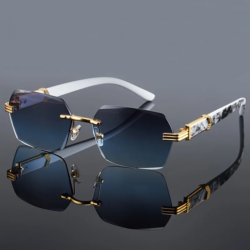 Rimless Rectangle Sunglasses – UV400 Unisex Shades