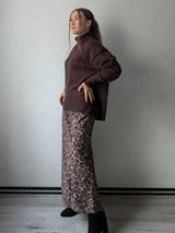Leopard Print Suede Maxi Skirt – Women's Autumn Winter
