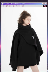 Oversized High-Collar Techwear Pullover Hoodie