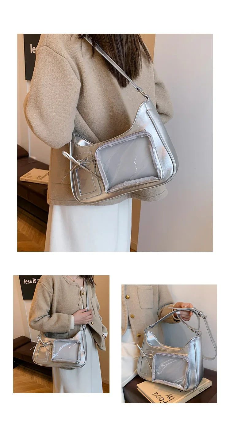 Y2K Transparent Ita Shoulder Bag – Harajuku Crossbody Purse