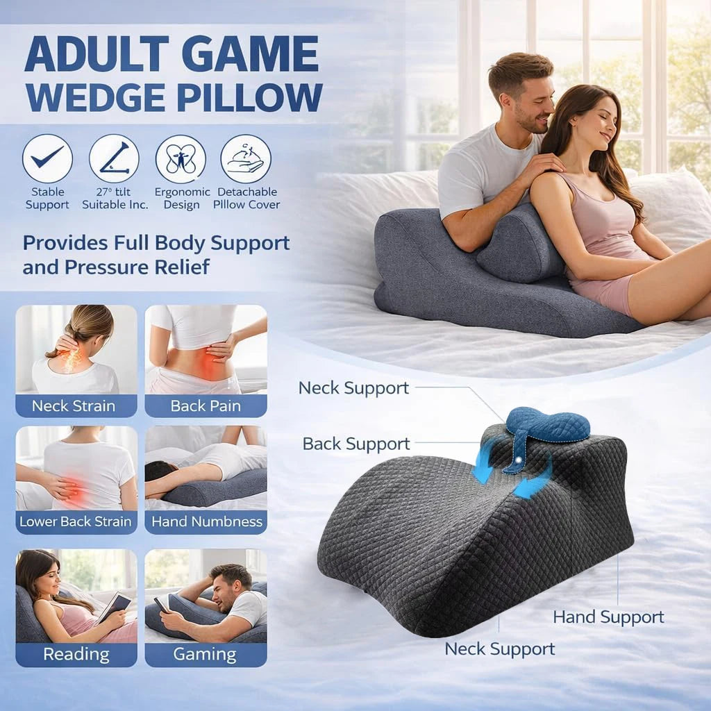 Adult Contoured Memory Foam Hip & Lumbar Support Cushion, Orthopedic Body Lift Pillow for Sitting Up, Flat Lying & Prone Rest