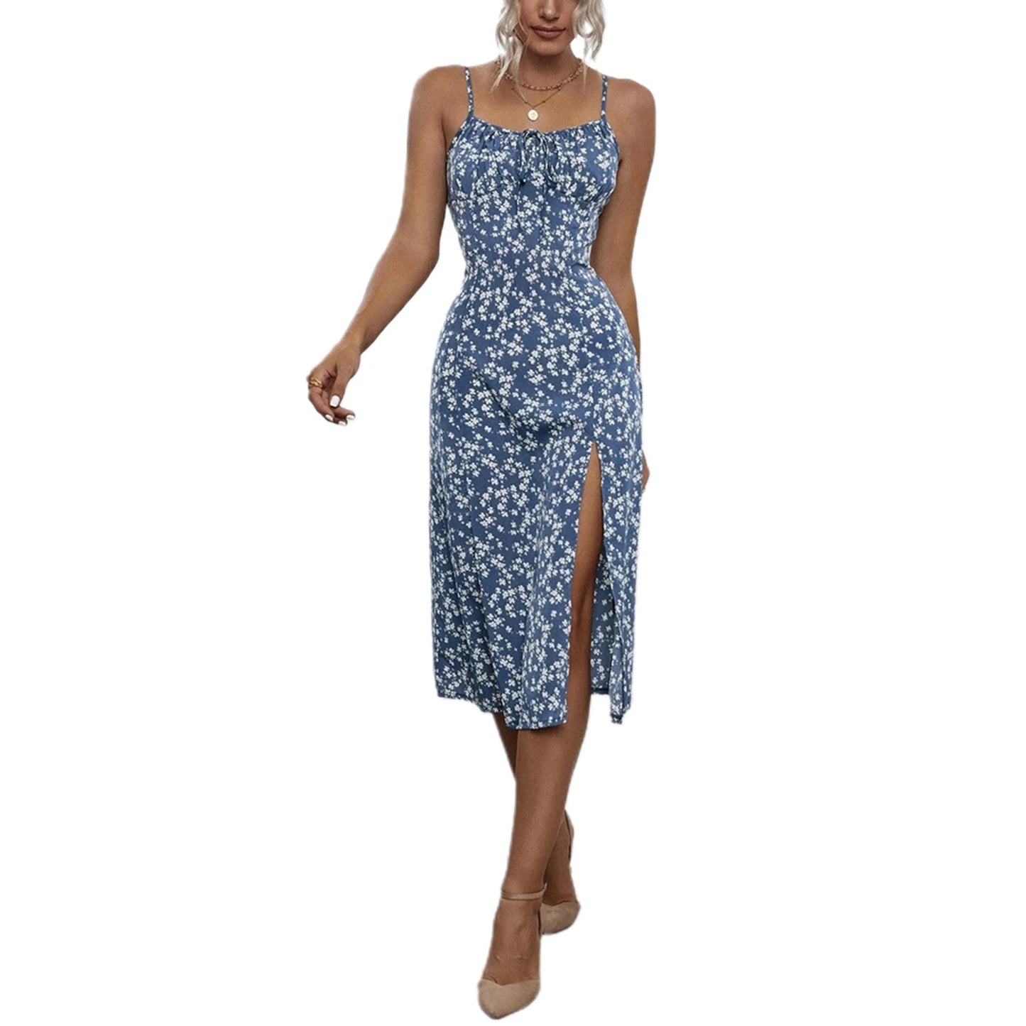 Elegant Summer Floral Spaghetti Strap Mini Dress
