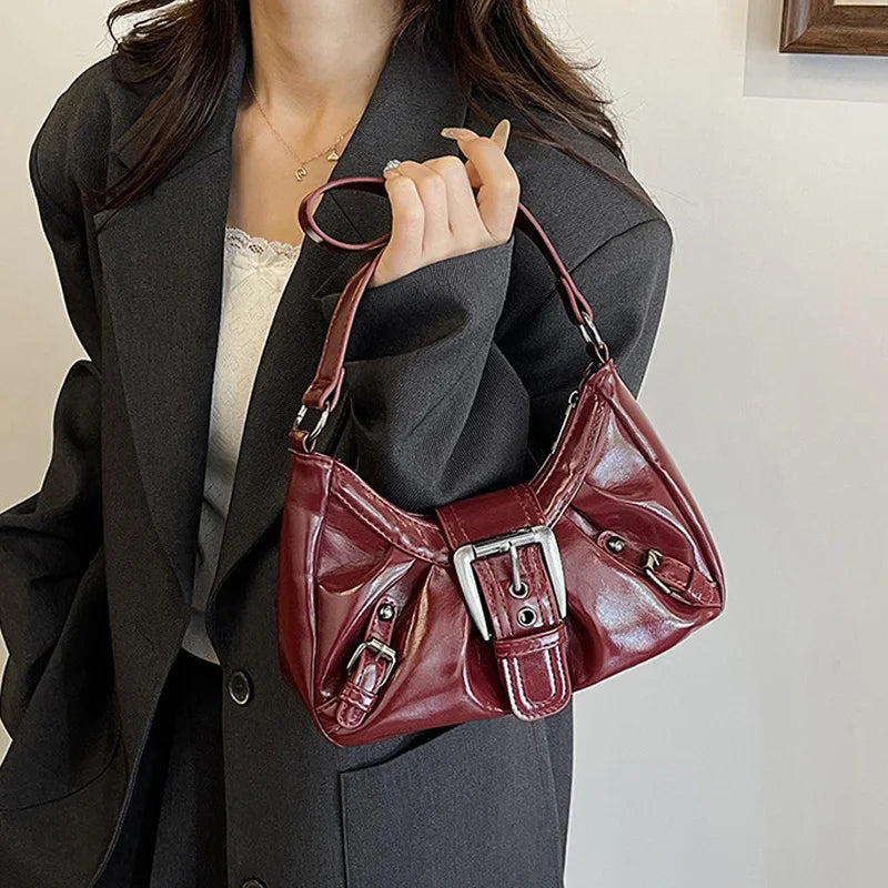 Y2K Retro Pleated Hobo Shoulder Bag for Women Hot Selling Maillard Style Underarm Bag Clutch Handbags for Travel Work Shopping