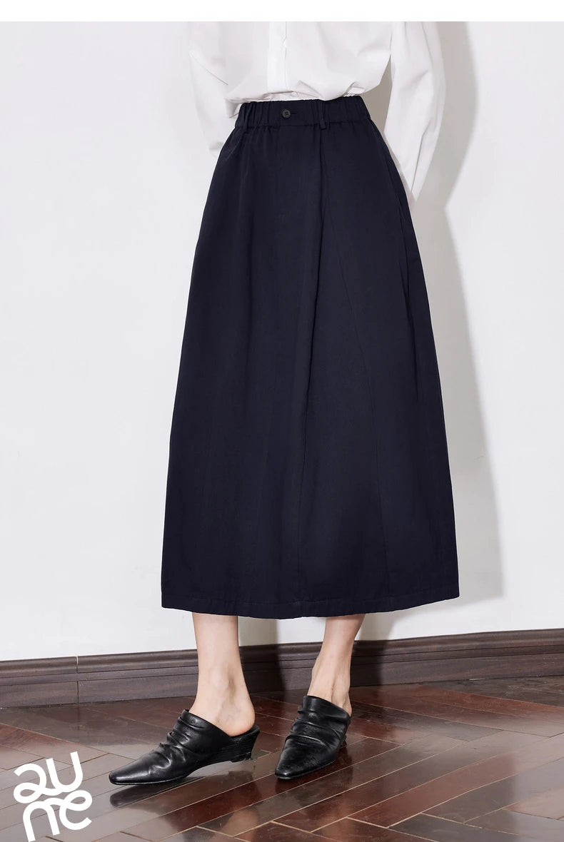 Toyouth Women's Cotton A-Line Midi Skirt | S–XL