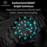 ADDIESDIVE Watch for Men Quartz Wristwatch 200m Waterproof Dive Ceramic Bezel Luminous 316L Stainless Steel 41mm Men's Watch