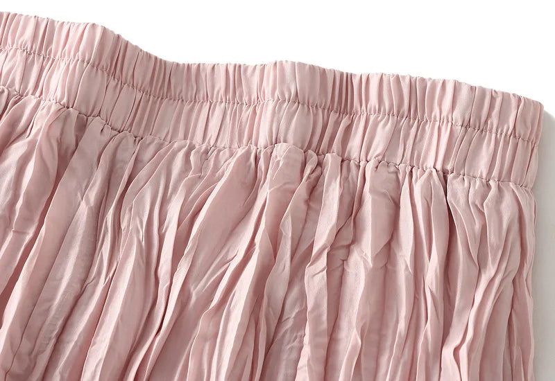 Women's Pleated Maxi Skirt – Elegant A-Line Beach Style