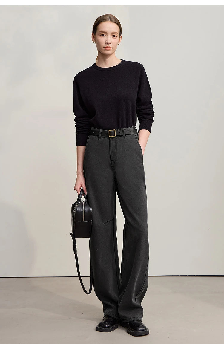 AMII Wide-Leg Warm Jeans – Winter 2025 | Women's