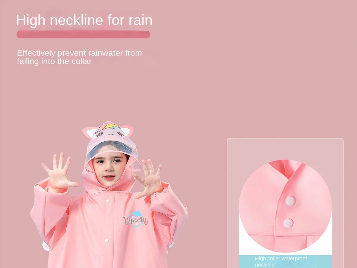 Kids' Whimsical Waterproof Raincoat with Backpack Space
