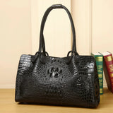 Luxury Genuine Leather Women's Bag Red Crocodile Pattern Ladies Handbags Tote Bag Fashion Travel Portable Shoulder Underarm Bags
